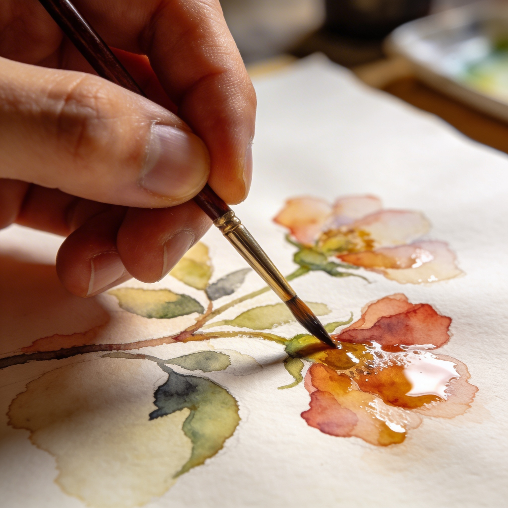Hand-painting watercolour botanical