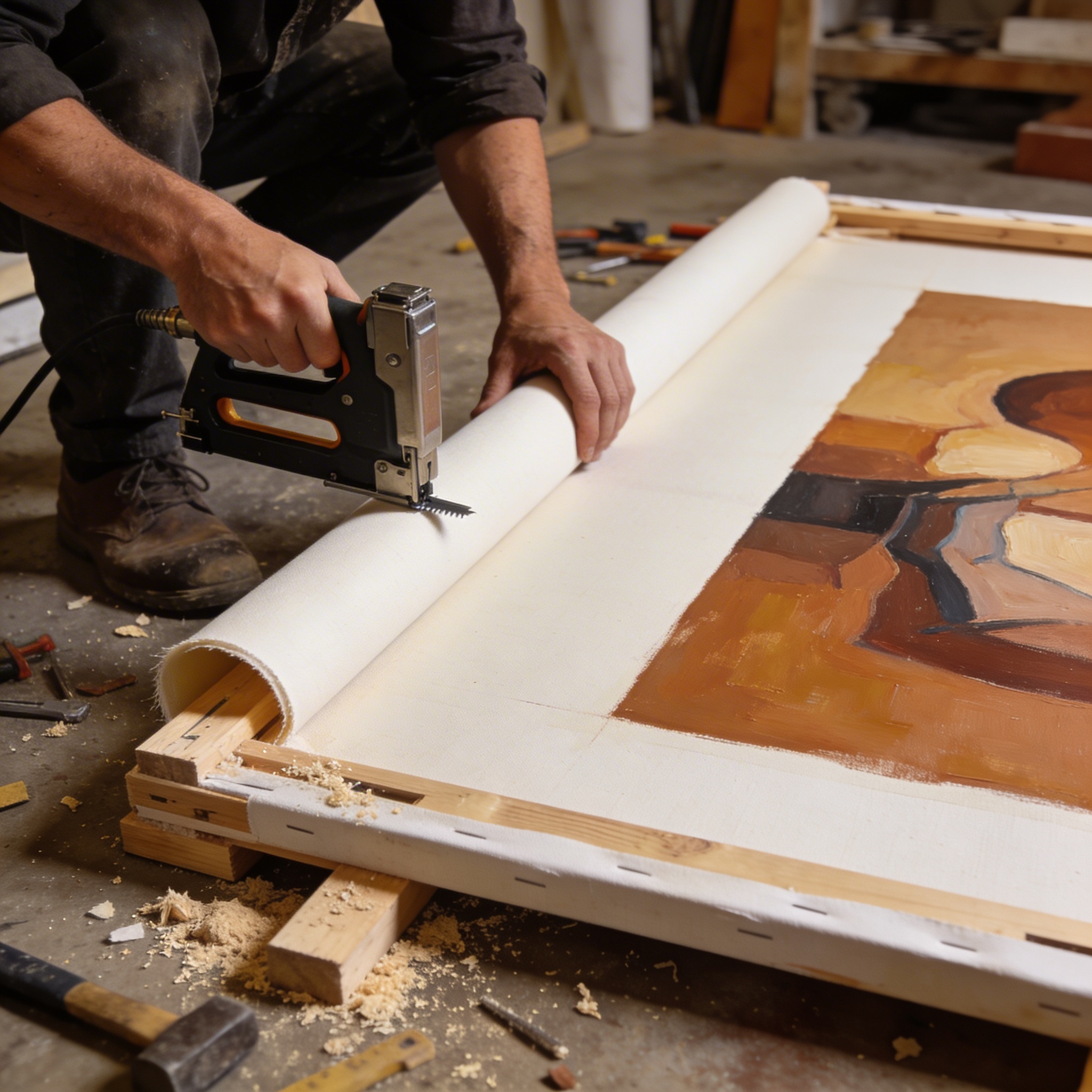 Canvas painting process